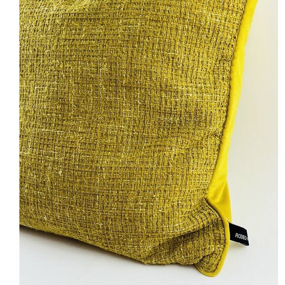 Rodeo Home Throw Pillow Yellow Gold Mustard Chenille Texture Down Feather Filled - Picture 3 of 13